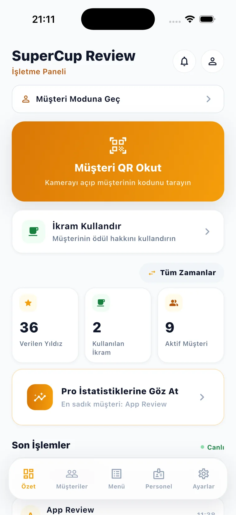 Özet ekranı