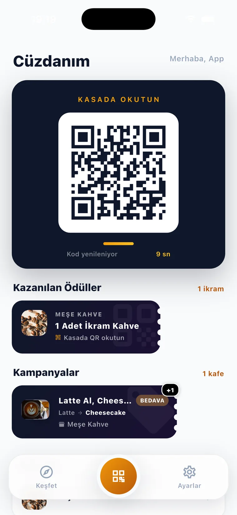 Cüzdan ekranı
